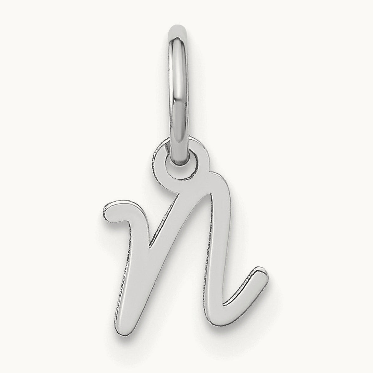 Upper case Initial Charm — 14K White Gold, N
