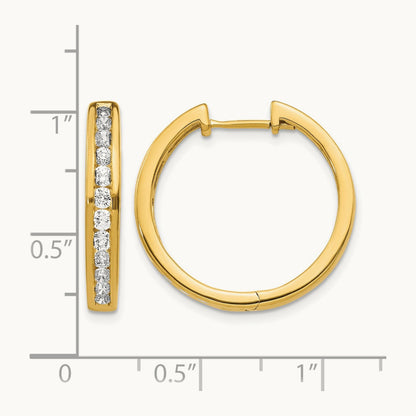 Diamond Hinged Hoop Earrings, 14K
