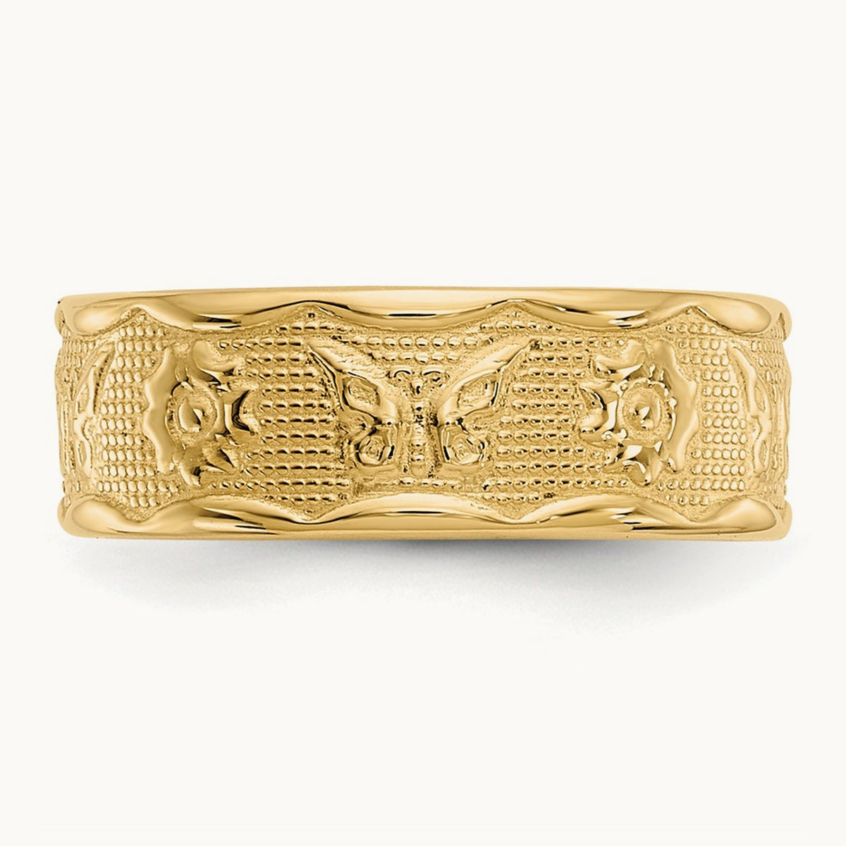Flower & Butterfly Toe Ring, 14K