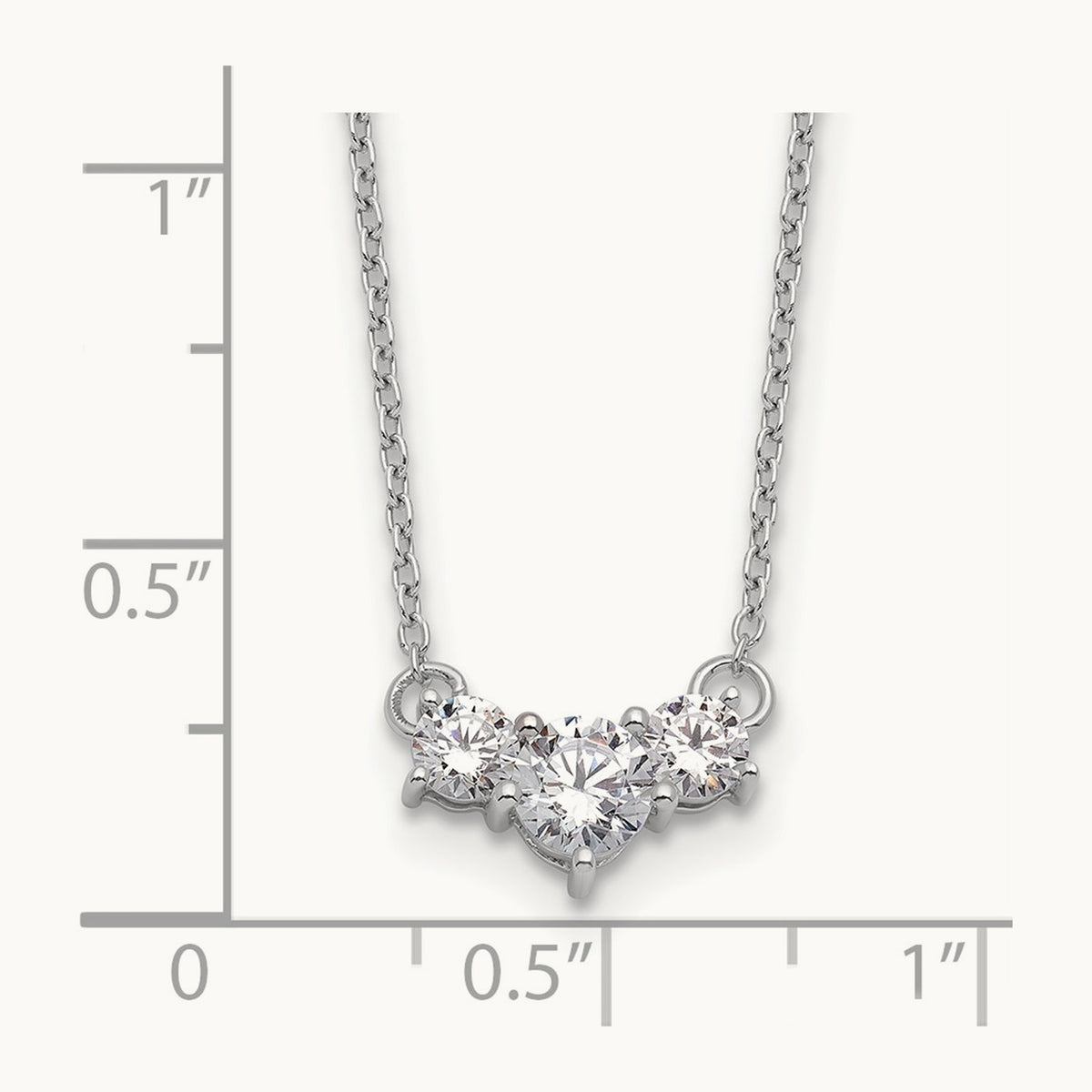 3 Stone Necklace, 0.75-1.50 ct tw Lab-Grown Diamond — 3/4 ct, 14K White Gold
