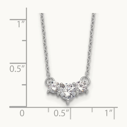 3 Stone Necklace, 0.75-1.50 ct tw Lab-Grown Diamond — 3/4 ct, 14K White Gold