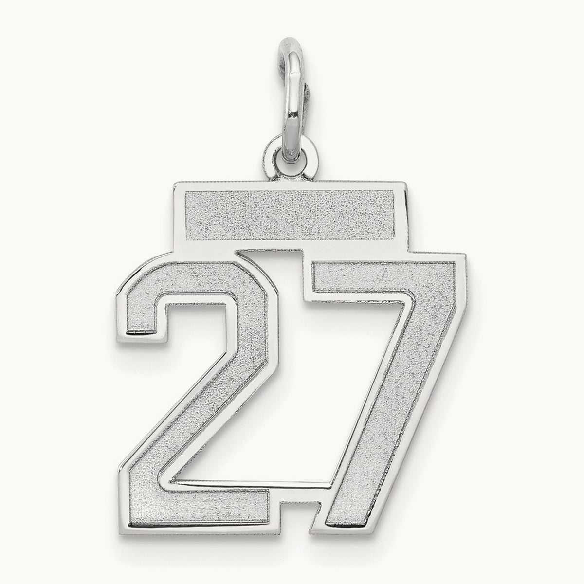 Small Satin Number 27 Charm — 14K White Gold