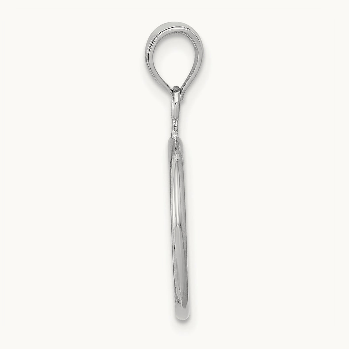 3D Polished Peace Sign Charm — 14K White Gold
