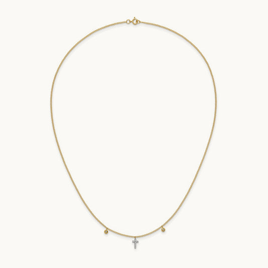Diamond Cross 18 inch Necklace, 14K