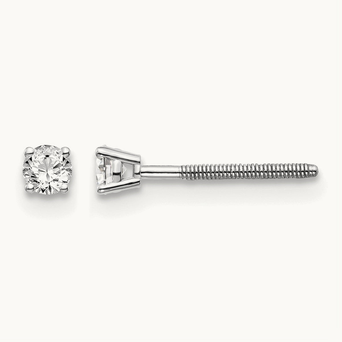 Round Diamond Stud Earrings — 14K White Gold, 0.16 ct tw
