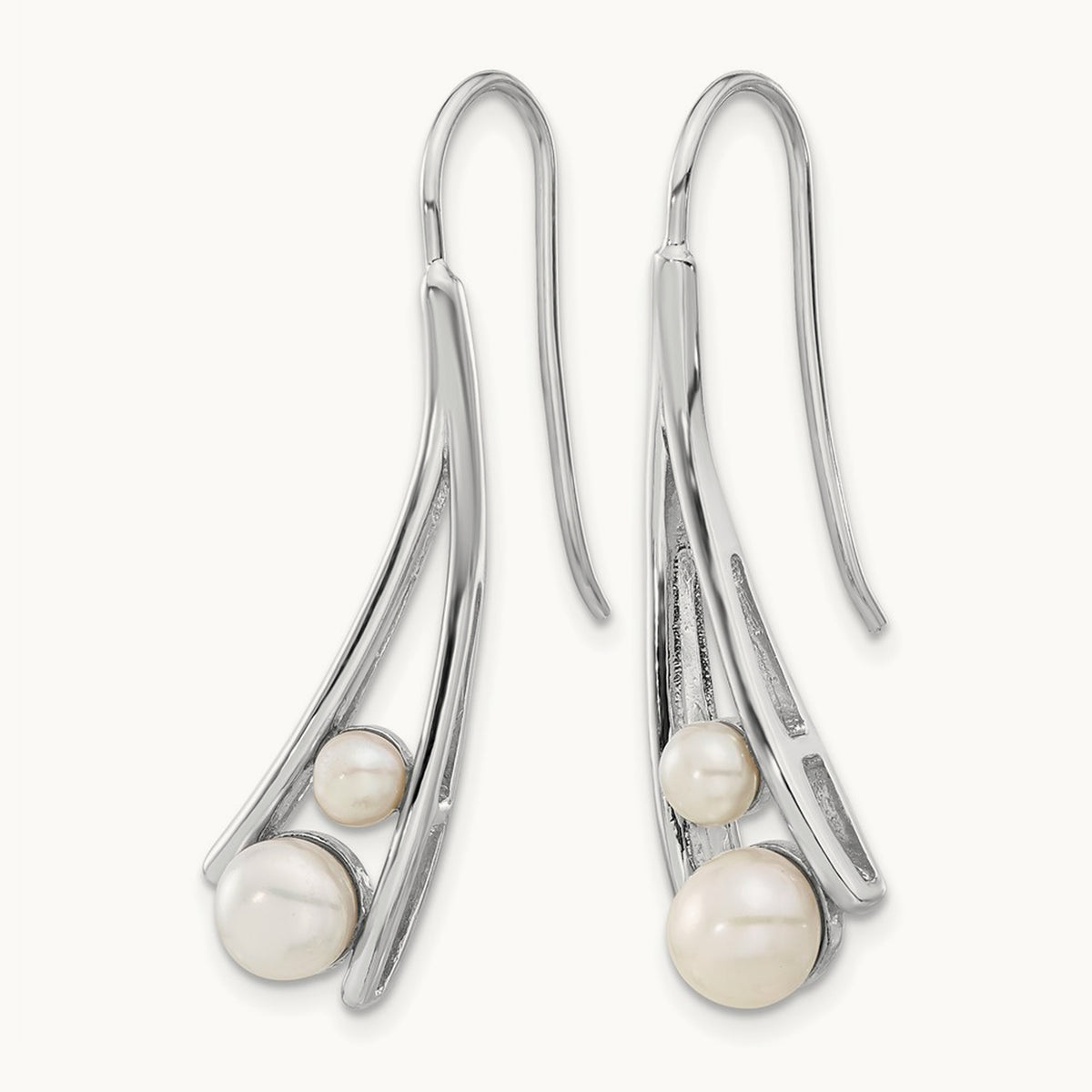Rhodium-plated FWC Pearl Drop Earrings, Sterling Silver — Leslie's