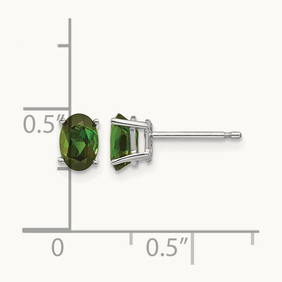 Green Tourmaline Earrings, 14K White Gold