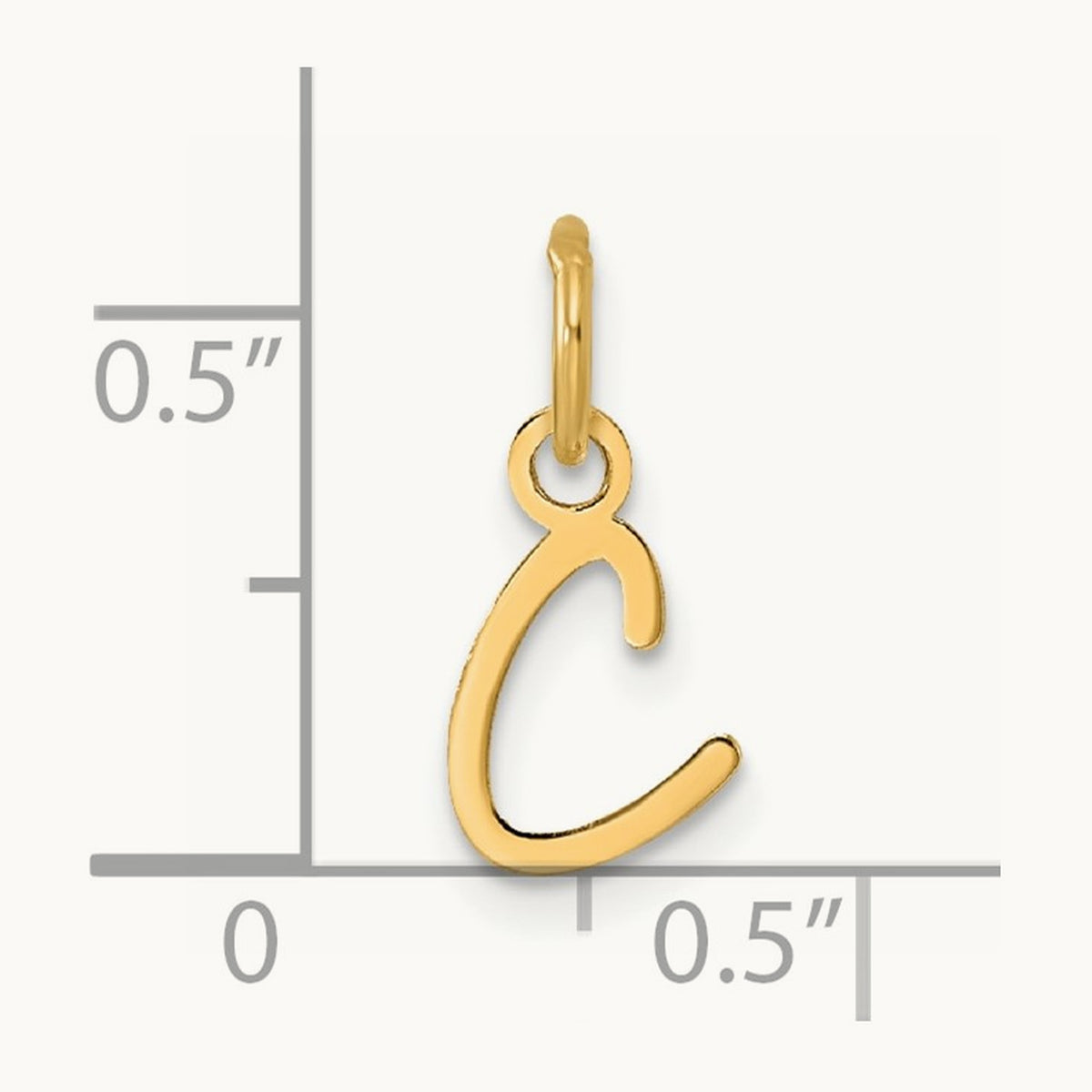 Uppercase Initial Charm — 14K Yellow Gold, C