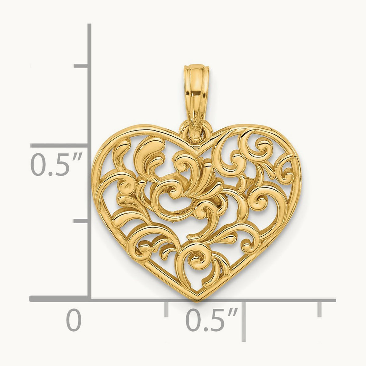 Polished Fancy Heart Charm, 14K