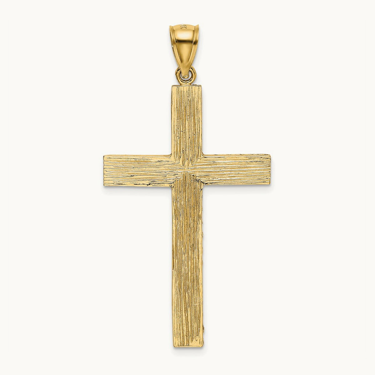 Polished and Textured Diamond-cut Latin Cross Pendant, 14K