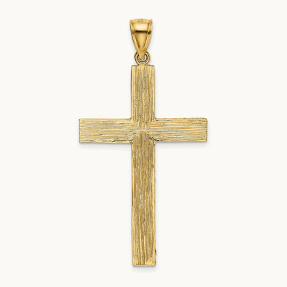 Polished and Textured Diamond-cut Latin Cross Pendant, 14K