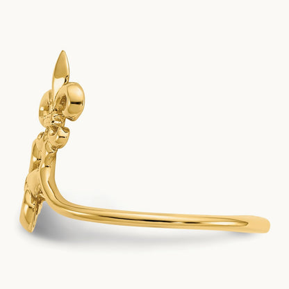 Polished Fleur De Lis Ring — 14K Yellow Gold, 6.5