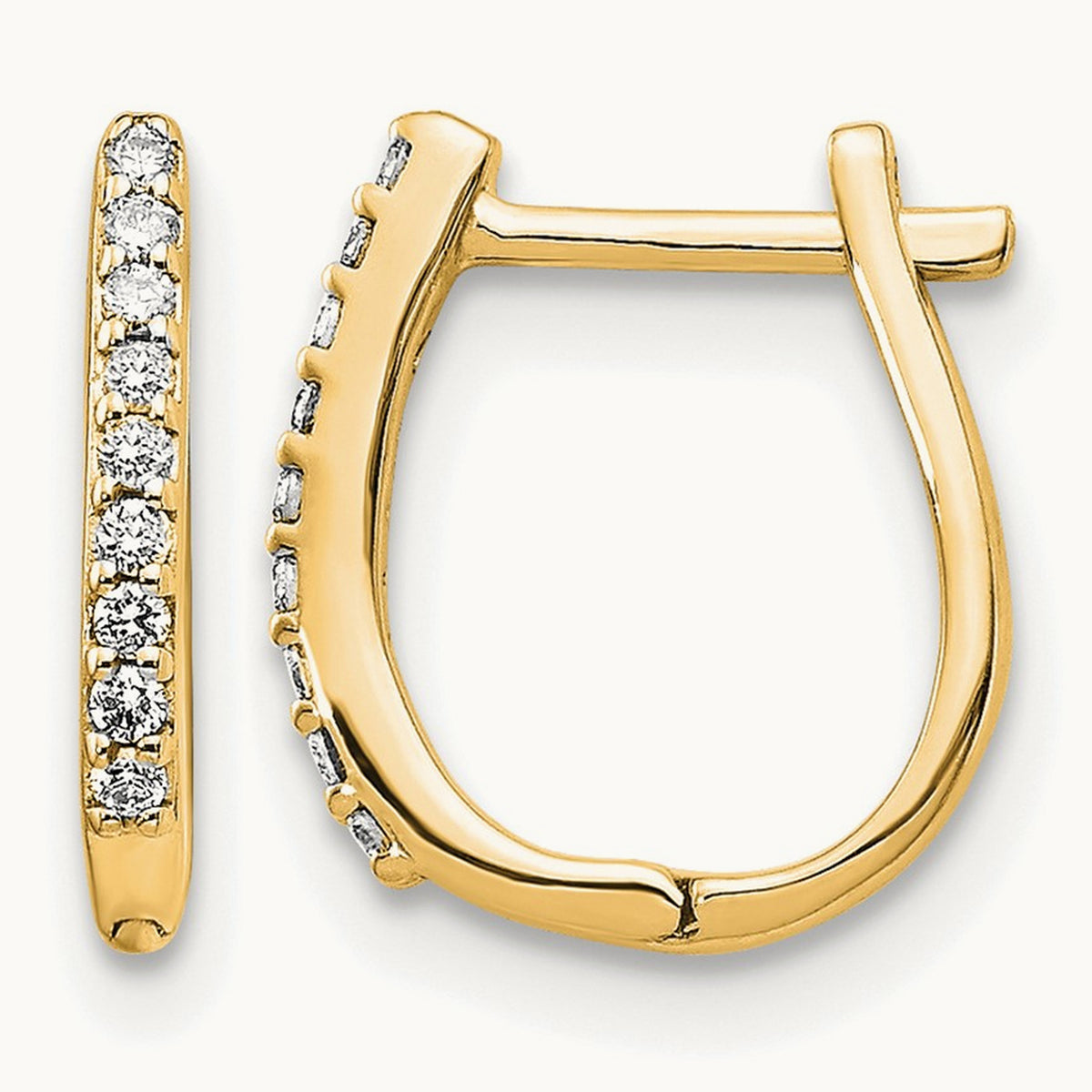 Hinged Hoop Earrings, 0.10 ct tw Lab-Grown Diamond — 14K Yellow Gold