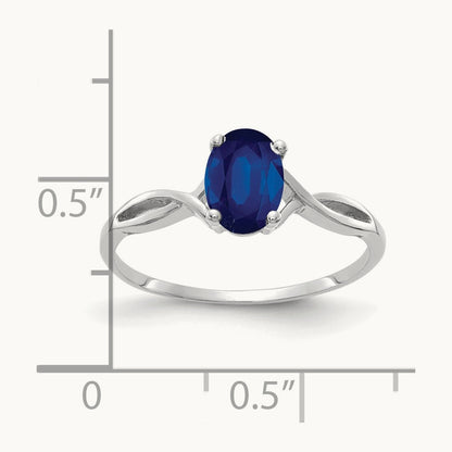 7x5mm Oval Sapphire ring, 14K White Gold