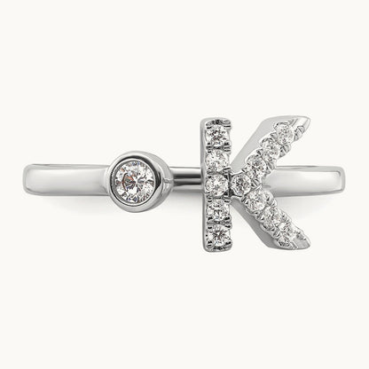 Initial K Adjustable Ring, 0.20 ct tw Lab-Grown Diamond