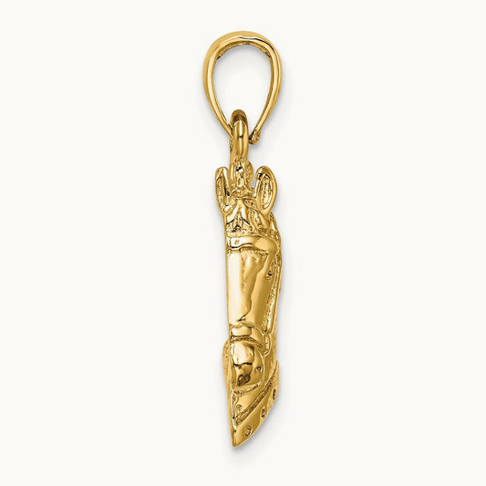 Textured Horse Head Charm, 14K