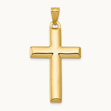 W/Rhodium Reversible Yellow/White Cross Pendant, 14K