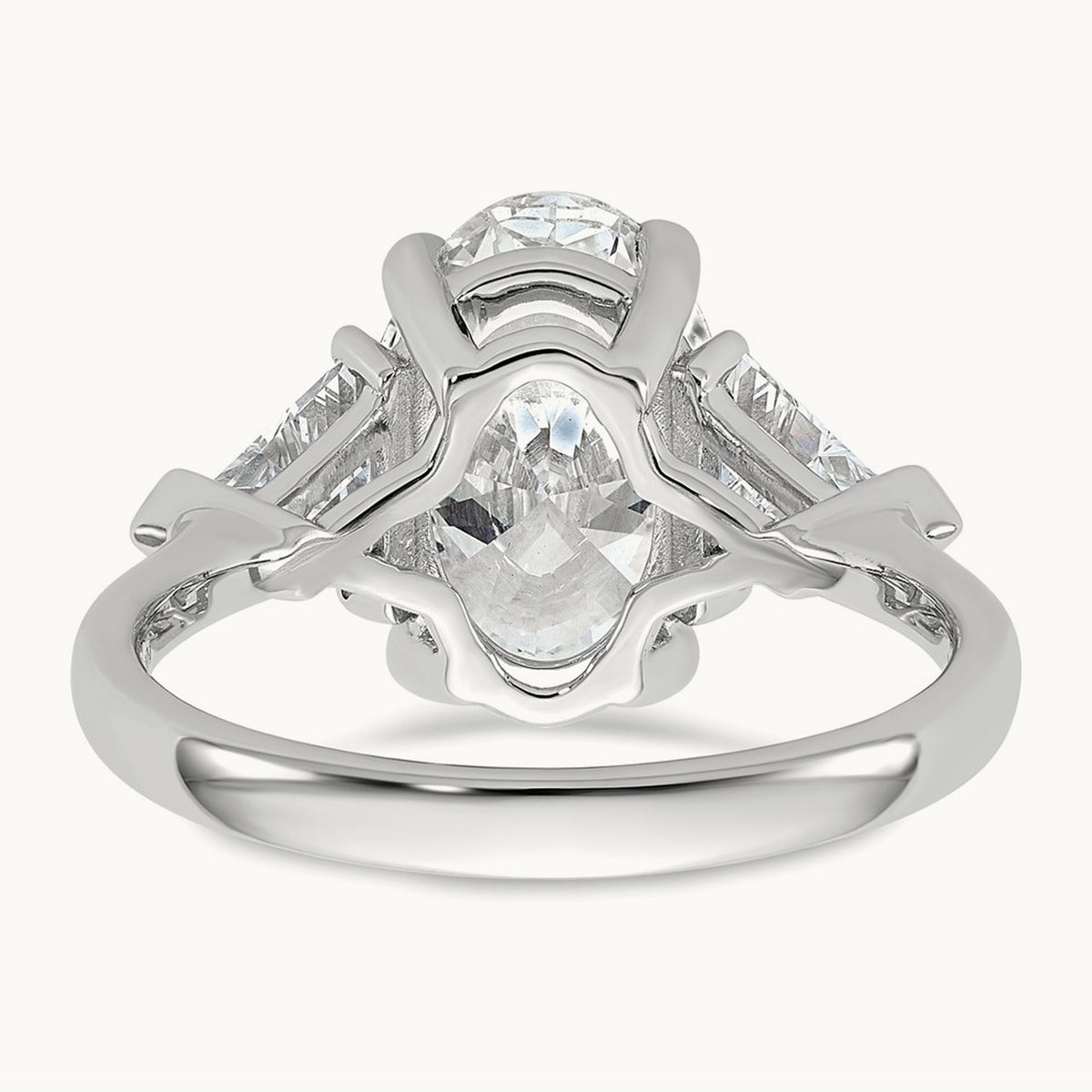 Oval & Trillion 3 Stone Engagement Ring, 1.50-4.00 ct tw Lab-Grown Diamond — 4 1/8 ct, 14K White Gold