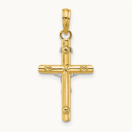 INRI Hollow Crucifix Charm, 14K Two-tone