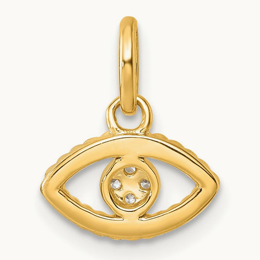 Polished Diamond Twisted Evil Eye Pendant, 14K