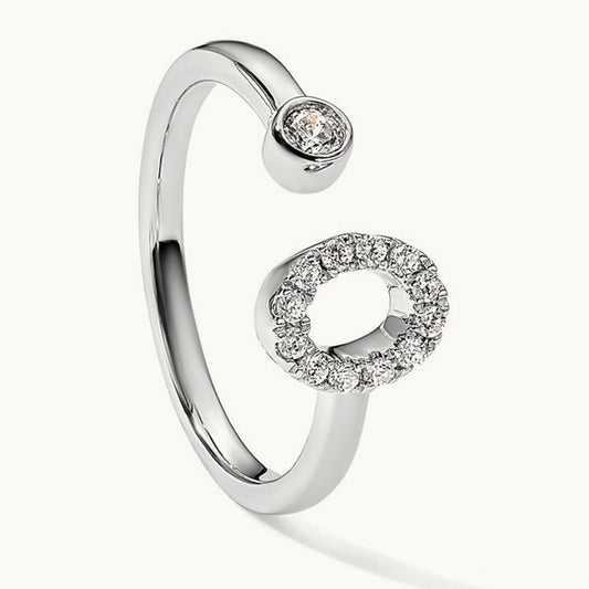 Initial O Adjustable Ring, 0.20 ct tw Lab-Grown Diamond