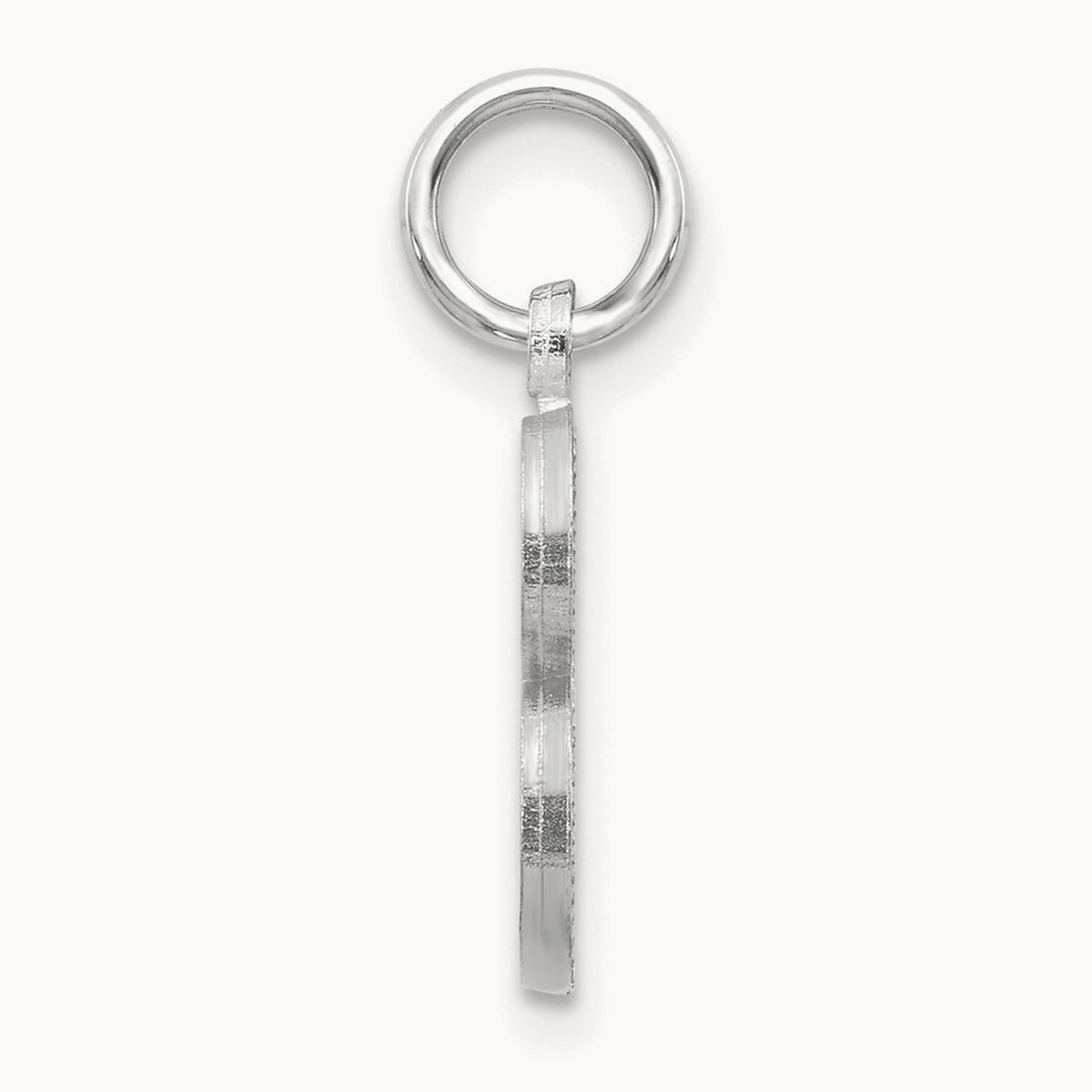 Satin Diamond-cut Initial Charm — 14K White Gold, B