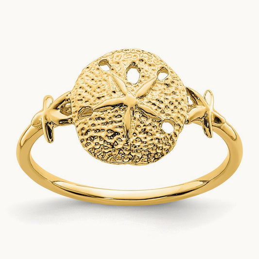 Polished Sand Dollar Ring, 14K