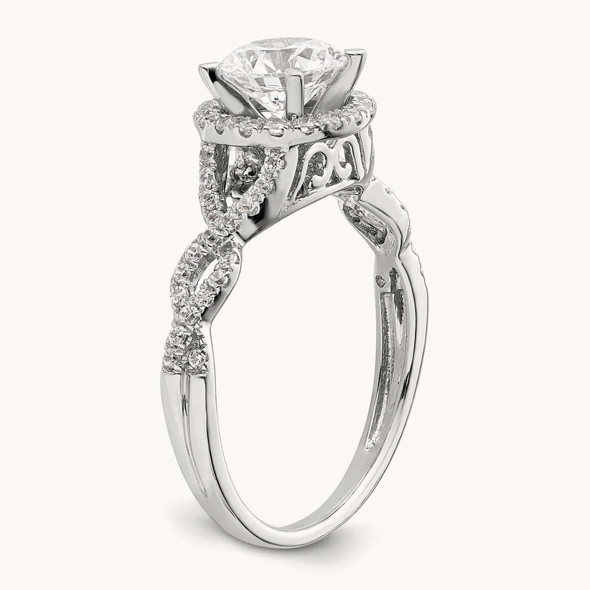 Vintage Round Halo Semi-Mount Engagement Ring, 0.25 ct tw