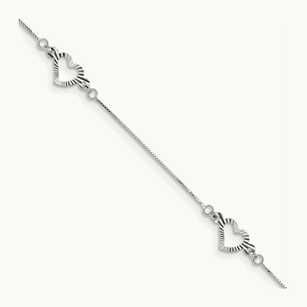 Fancy Heart Bracelet — 14K White Gold