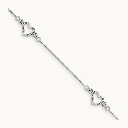 Fancy Heart Bracelet — 14K White Gold