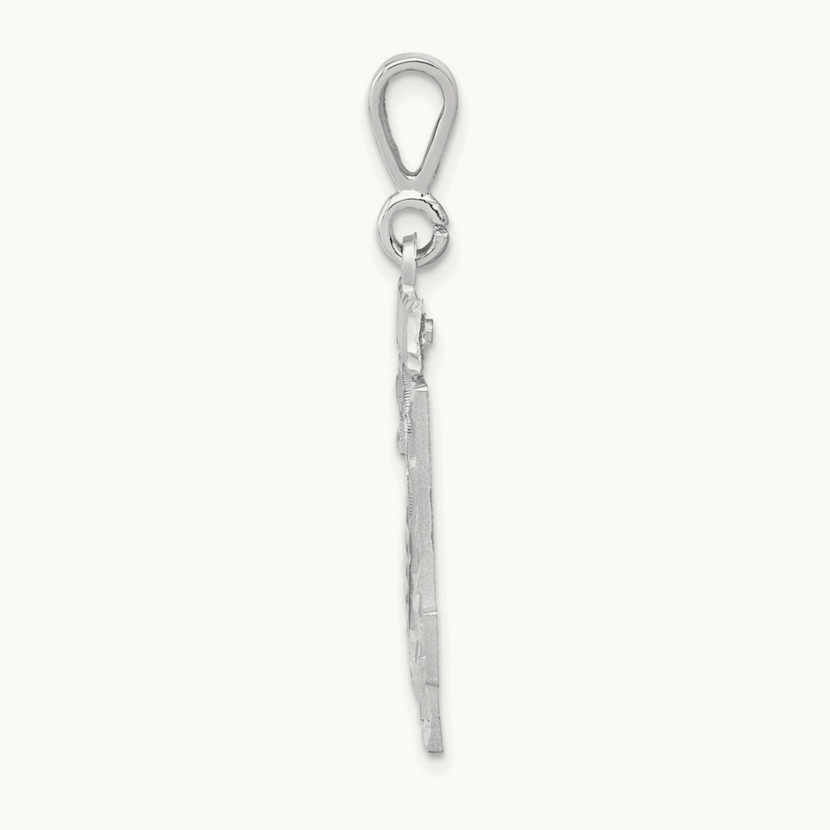 Large Brushed Diamond-cut Number 24 Charm — 14K White Gold