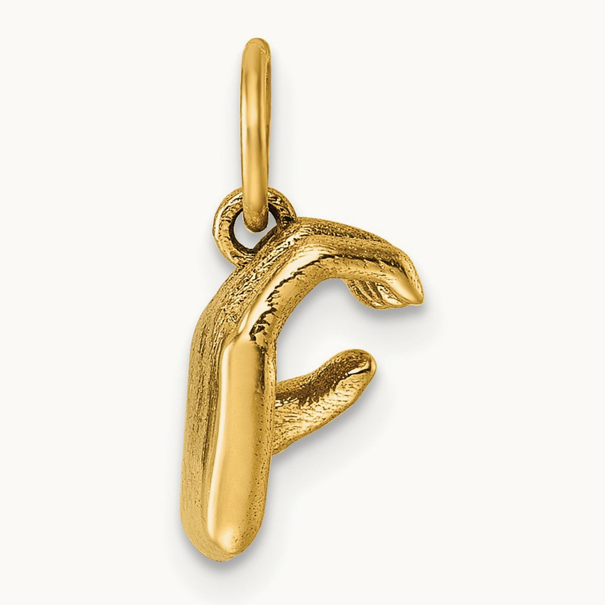 American Sign Language Alphabet Fingerspelling Sign C Pendant, 14K