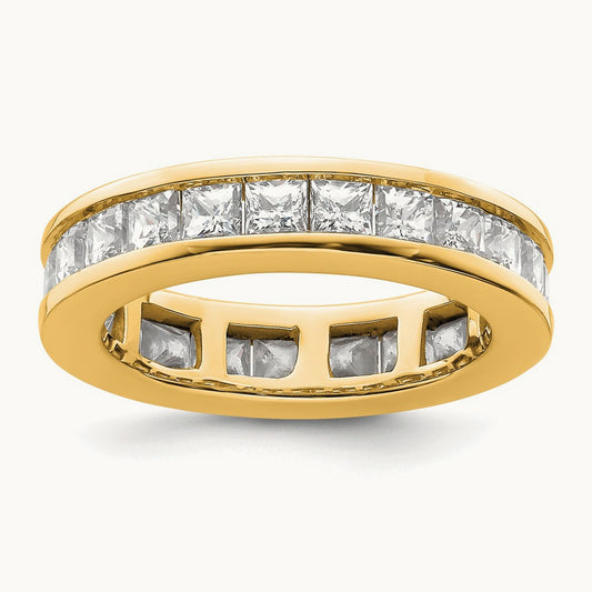 Polished Princess Channel Set Diamond Eternity Band, 3.00 ct tw — 14K Yellow Gold