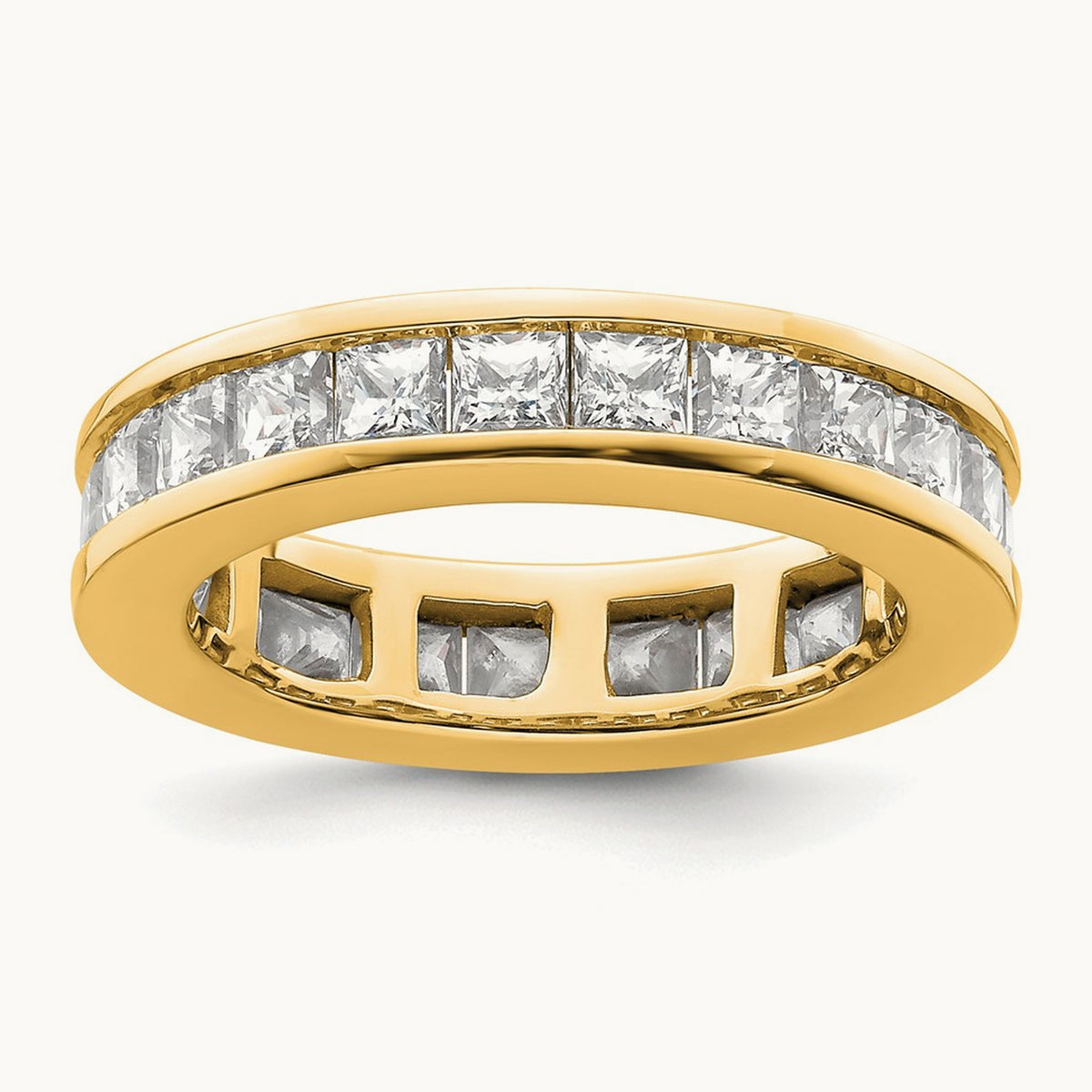 Polished 3ct Princess Channel Set Diamond Eternity Band, 14K