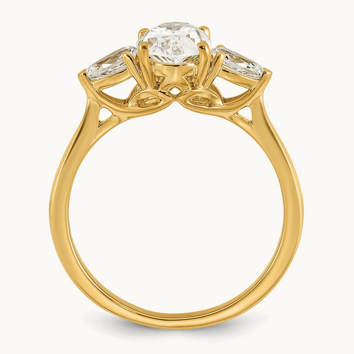 Oval/Pear 3 Stone Engagement Ring, 1.25-3.50 ct tw Lab-Grown Diamond — 1 7/8 ct, 14K Yellow Gold