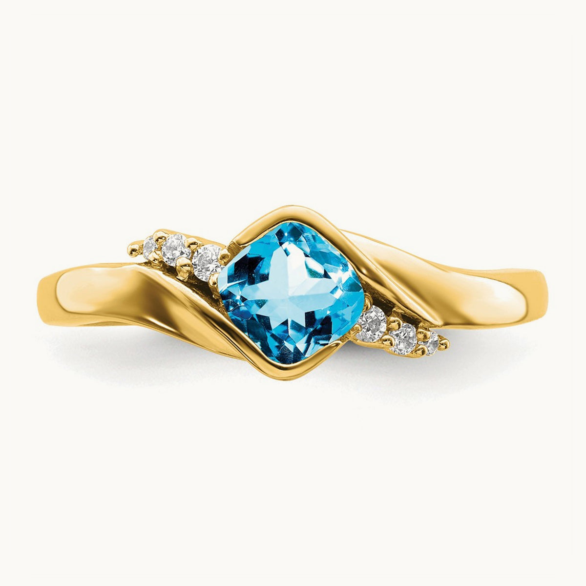Blue Topaz and Diamond Ring, 0.06 ct tw, 14K Gold — 14K Yellow Gold