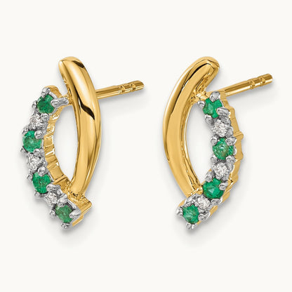 Diamond and Emerald Post Earrings — photo set