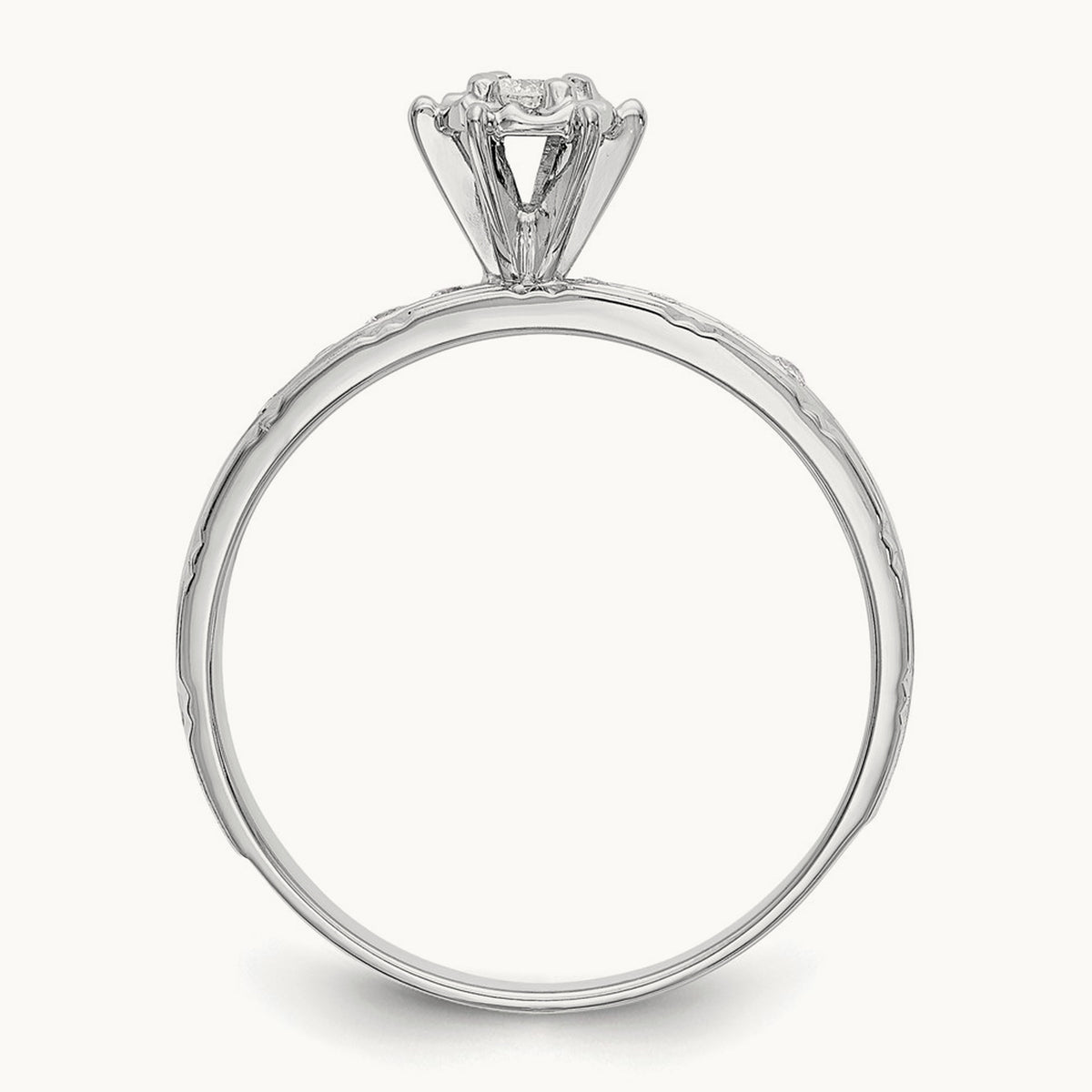 AA Quality Trio Complete Engagement Ring, 14K White Gold