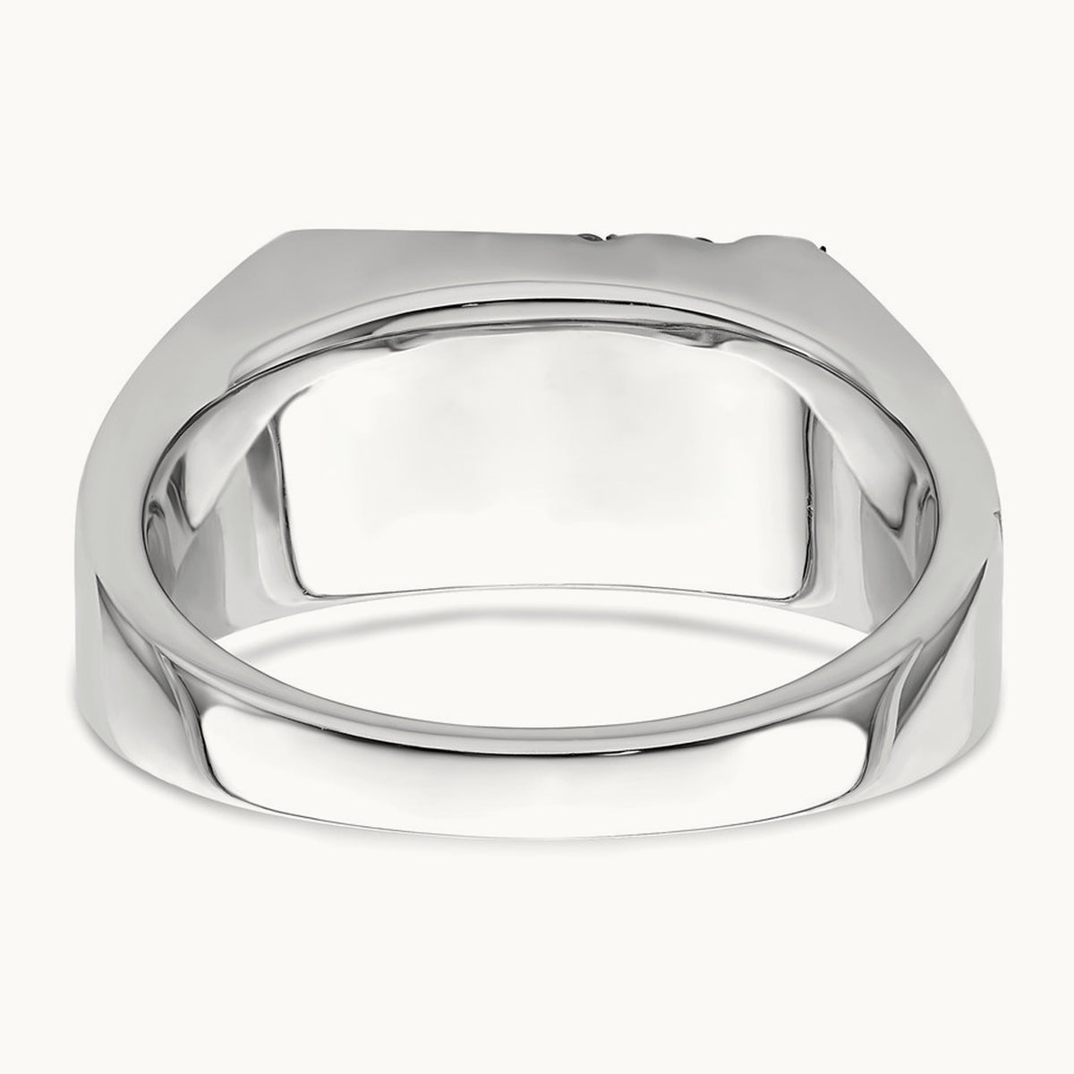 Polished & Satin Onyx & Diamond Mens Ring, 14K White Gold