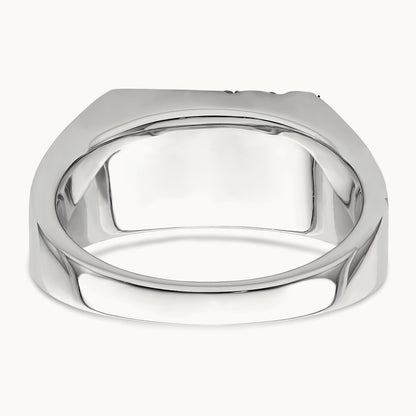 Polished & Satin Onyx & Diamond Mens Ring, 14K White Gold