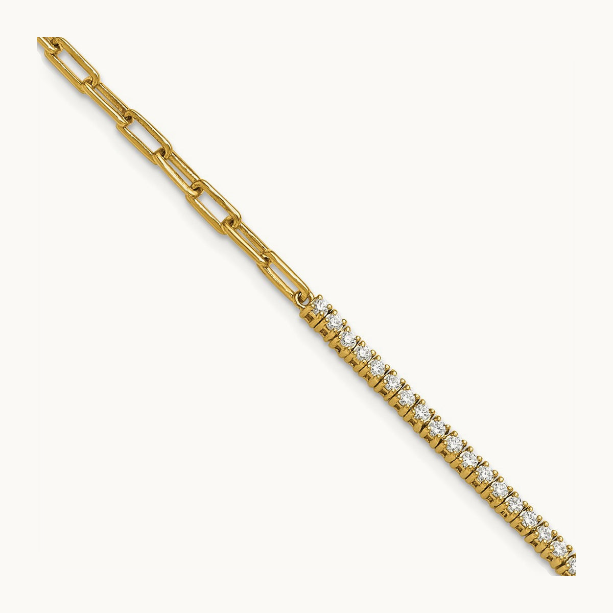 Polished Diamond Fancy Link with 1in extension Bracelet — 14K Yellow Gold