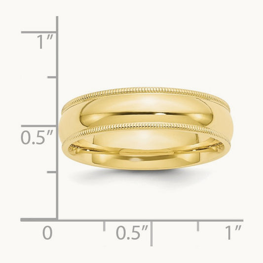 Milgrain Comfort Fit Band, 6mm, 10K Yellow Gold