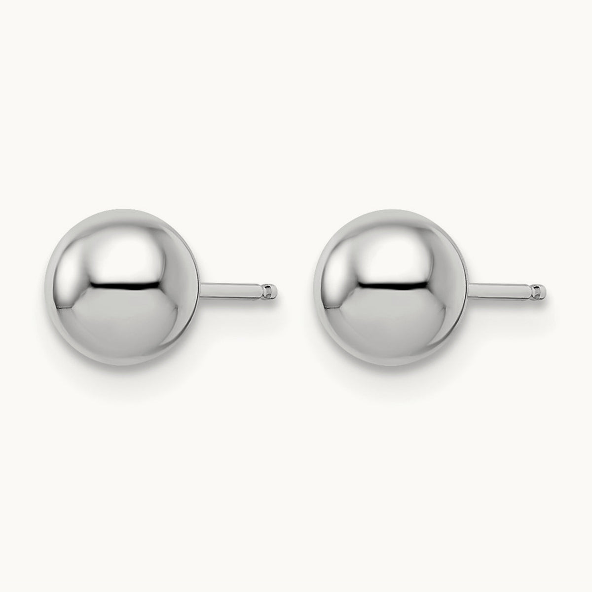Polished Ball Post Earrings — 14K White Gold, 6mm