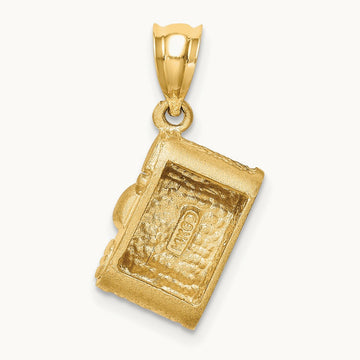 Brushed & Polished Enameled Camera Pendant, 14K