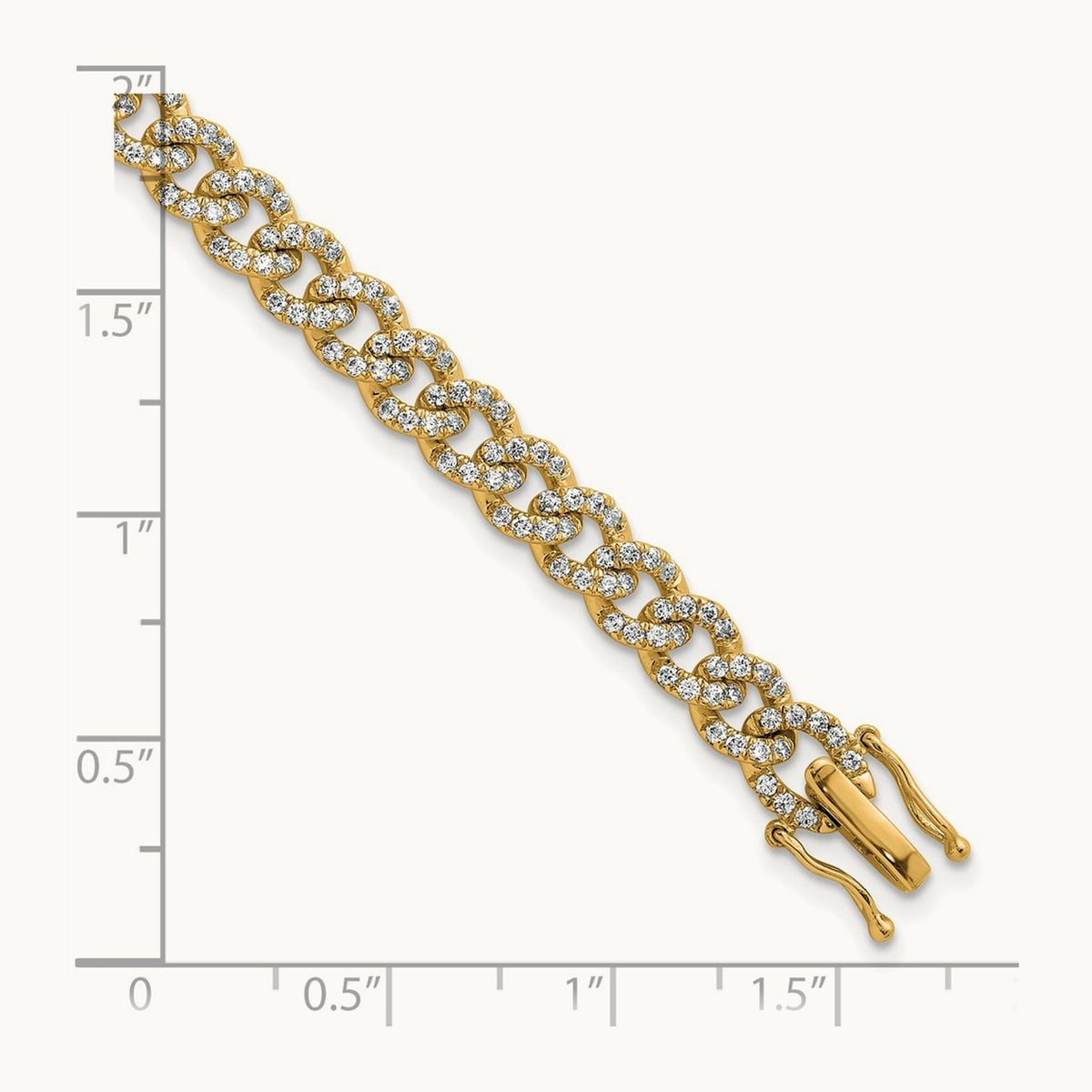 Polished Diamond Fancy Curb Bracelet, 14K