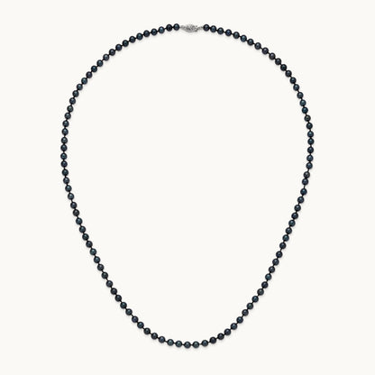 5- Round Black Saltwater Akoya Cultured Pearl Necklace, 14K White Gold