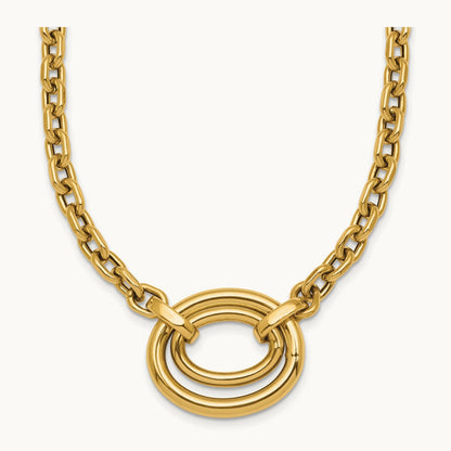 Polished Double Oval 17.5 w/.5in ext. Fancy Necklace, 14K