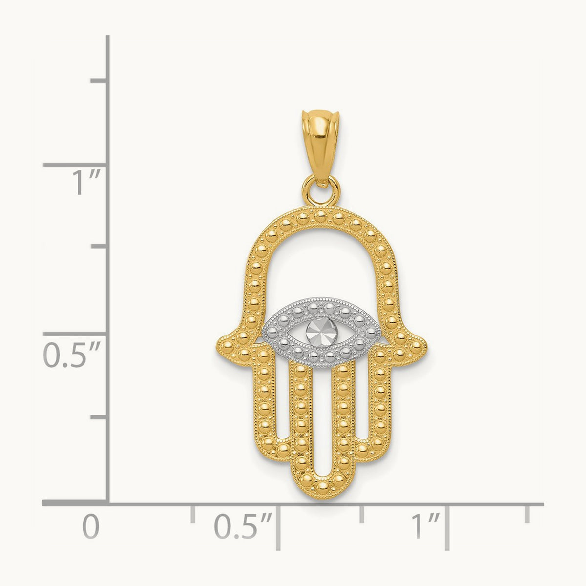 w/ Rhodium Hamsa Pendant, 14K