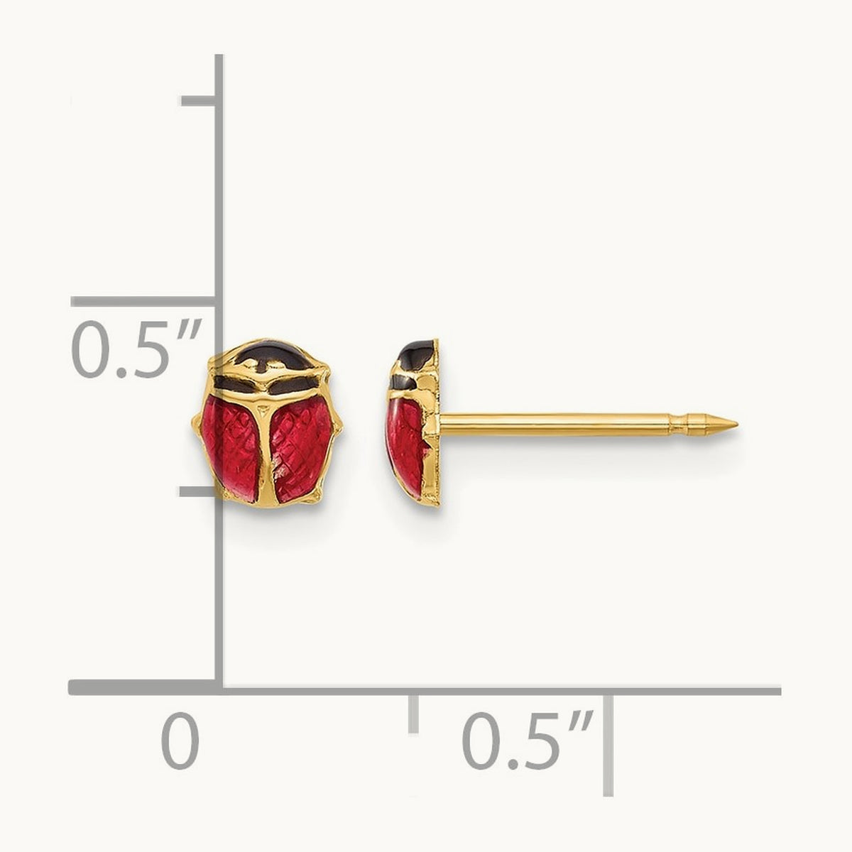 Inverness 14K Polished Enameled Ladybug Post Earrings