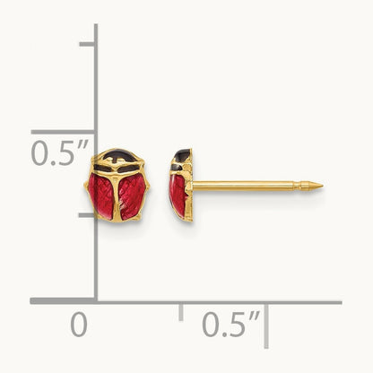 Inverness 14K Polished Enameled Ladybug Post Earrings
